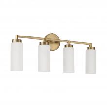 Capital Fixture Comp 151741AD - 4-Light Cylindrical Vanity in Aged Brass with Faux Alabaster Glass