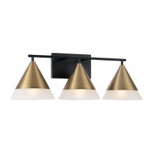 Capital Fixture Comp 151931AB - 3-Light Cone Vanity in Black with Aged Brass and Frosted Glass Shades