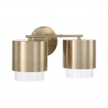 Capital Fixture Comp 153021MA-549 - 2-Light Cylindrical Metal Vanity in Matte Brass with Seeded Glass