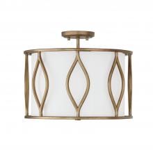 Capital Fixture Comp 252531ML - 3-Light Semi-Flush Drum Pendant in Mystic Luster with White Fabric Shade