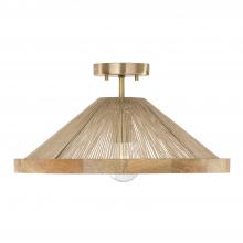 Capital Fixture Comp 252811MA - 1-Light Dual Mount Pendant in Matte Brass with Mango Wood and Handwrapped Natural Jute Rope String