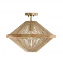 Capital Fixture Comp 252812MA - 1-Light Dual Mount Pendant in Matte Brass with Mango Wood and Handwrapped Natural Jute Rope String