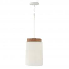 Capital Fixture Comp 350911LT - 1-Light Cylindrical Pendant in White with Mango Wood and Soft White Glass