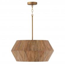 Capital Fixture Comp 351041LW - 4-Light Pendant in Hand-distressed Patinaed Brass and Handcrafted Mango Wood