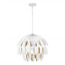 Capital Fixture Comp 351812WE - 1-Light Botanical Pendant in Matte White and Buffed Gold