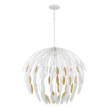 Capital Fixture Comp 351851WE - 5-Light Botanical Pendant in Matte White and Buffed Gold