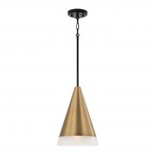 Capital Fixture Comp 351911AB - 1-Light Cone Pendant in Black with Aged Brass and Soft White Glass Shade