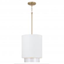 Capital Fixture Comp 353011RE - 1-Light Cylindrical Metal Pendant in Matte White with Matte Brass Interior and Seeded Glass