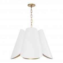 Capital Fixture Comp 355441RE - 4Lt Modern Botanical Pendant in Matte White w/ Painted Matte Brass Interior