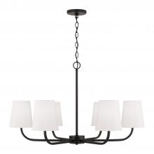 Capital Fixture Comp 449462MB-706 - 6-Light Chandelier in Matte Black with White Fabric Stay-Straight Shades