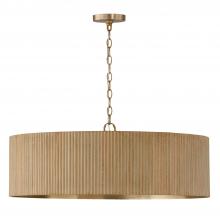 Capital Fixture Comp 450741WS - 4-Light Chandelier in Matte Brass and Handcrafted Mango Wood in White Wash