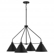 Capital Fixture Comp 451341MB - 4-Light Modern Metal Chandelier in Matte Black with White Interior