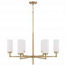 Capital Fixture Comp 451761AD - 6-Light Cylindrical Chandelier in Aged Brass with Faux Alabaster Glass