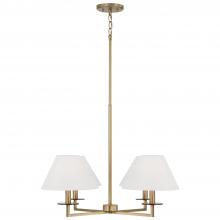 Capital Fixture Comp 452241AD - 4-Light Chandelier in Aged Brass with White Fabric Stay-Straight Shades