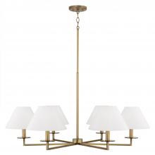 Capital Fixture Comp 452261AD - 6-Light Chandelier in Aged Brass with White Fabric Stay-Straight Shades