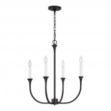 Capital Fixture Comp 452341BI - 4-Light Chandelier in Black Iron with Interchangeable White or Black Iron Candle Sleeves