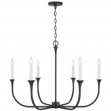 Capital Fixture Comp 452361BI - 6-Light Chandelier in Black Iron with Interchangeable White or Black Iron Candle Sleeves