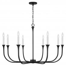 Capital Fixture Comp 452381BI - 8-Light Chandelier in Black Iron with Interchangeable White or Black Iron Candle Sleeves