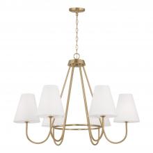 Capital Fixture Comp 452761MA - 6-Light Chandelier in Matte Brass with Tapered White Fabric Shades and Glass Diffusers