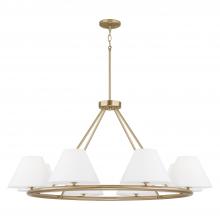 Capital Fixture Comp 453281MA - 8-Light Circular Chandelier in Matte Brass with White Fabric Shades and Glass Diffusers