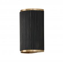 Capital Fixture Comp 650721KR - 2-Light Sconce in Matte Brass and Handcrafted Mango Wood in Black Stain