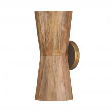 Capital Fixture Comp 651021LW - 2-Light Sconce in Hand-distressed Patinaed Brass and Handcrafted Mango Wood