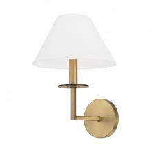 Capital Fixture Comp 652211AD - 1-Light Sconce in Aged Brass with White Fabric Stay-Straight Shade