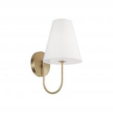 Capital Fixture Comp 652711MA - 1-Light Sconce in Matte Brass with Tapered White Fabric Shade and Glass Diffuser