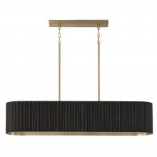 Capital Fixture Comp 850751KR - 5-Light Linear Chandelier in in Matte Brass and Handcrafted Fluted Mango Wood in Black Stain