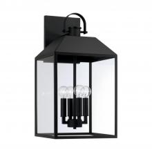 Capital Fixture Comp 953443BK - 4-Light Outdoor Square Rectangle Wall Lantern in Black with Clear Glass