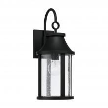 Capital Fixture Comp 953611BK - 1-Light Outdoor Cylindrical Wall Lantern in Black with Seeded Glass