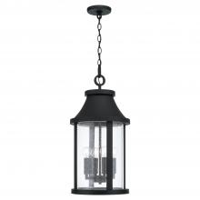 Capital Fixture Comp 953644BK - 4-Light Outdoor Cylindrical Hanging Lantern in Black with Seeded Glass