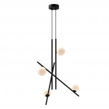 KUZCO Lighting CH89832-BK/GO - Amara 32-in Black/Glossy Opal Glass LED Chandeliers