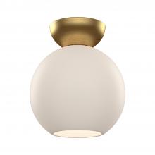 KUZCO Lighting SF59708-BG/OP - Arcadia 8-in Brushed Gold/Opal Glass 1 Light Semi Flush Mount