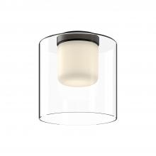 KUZCO Lighting FM53509-BK/CL - Birch 9-in Black/Clear LED Flush Mount