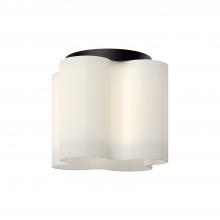 KUZCO Lighting FM54809-BK/OP - Clover 9-in Black/Opal Glass LED Flush Mount