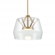 KUZCO Lighting PD61412-CL/BG - Deco 12-in Clear/Brushed Gold LED Pendant