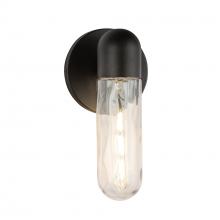 KUZCO Lighting EW73210-BK/WC - Lima 10-in Black/Clear Water Glass 1 Light Exterior Wall