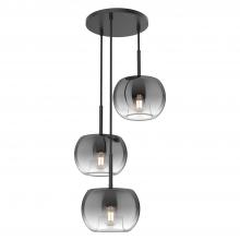 KUZCO Lighting CH57514-BK/SM - Samar 14-in Black/Smoked 3 Lights Chandeliers