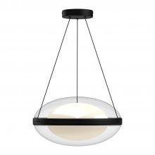 KUZCO Lighting PD76316-BK/OP - Virgo 16-in Black/Opal Glass LED Pendant