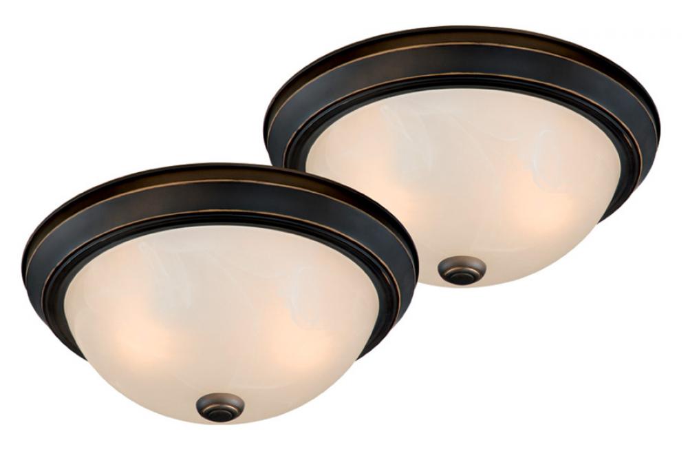 Twin Pack 13-in Flush Mount Ceiling Light Oil Rubbed Bronze (2 pack)