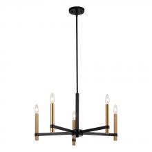 Vaxcel International H0267 - Damen 25-in. 5 Light Chandelier Matte Black and Natural Brass