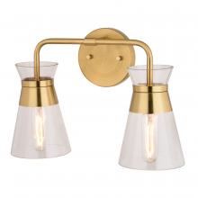 Vaxcel International W0471 - Harper 15-in. W 2 Light Vanity Natural Brass