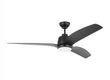 Monte Carlo Fans 3AVLCR60MBKD - Avila Coastal 60 LED Ceiling Fan in Midnight Black with Midnight Black Blades and Light Kit