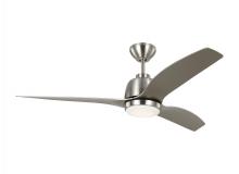 Monte Carlo Fans 3AVLR54BSD - Avila 54" Dimmable Integrated LED Indoor/Outdoor Brushed Steel Ceiling Fan with Light Kit