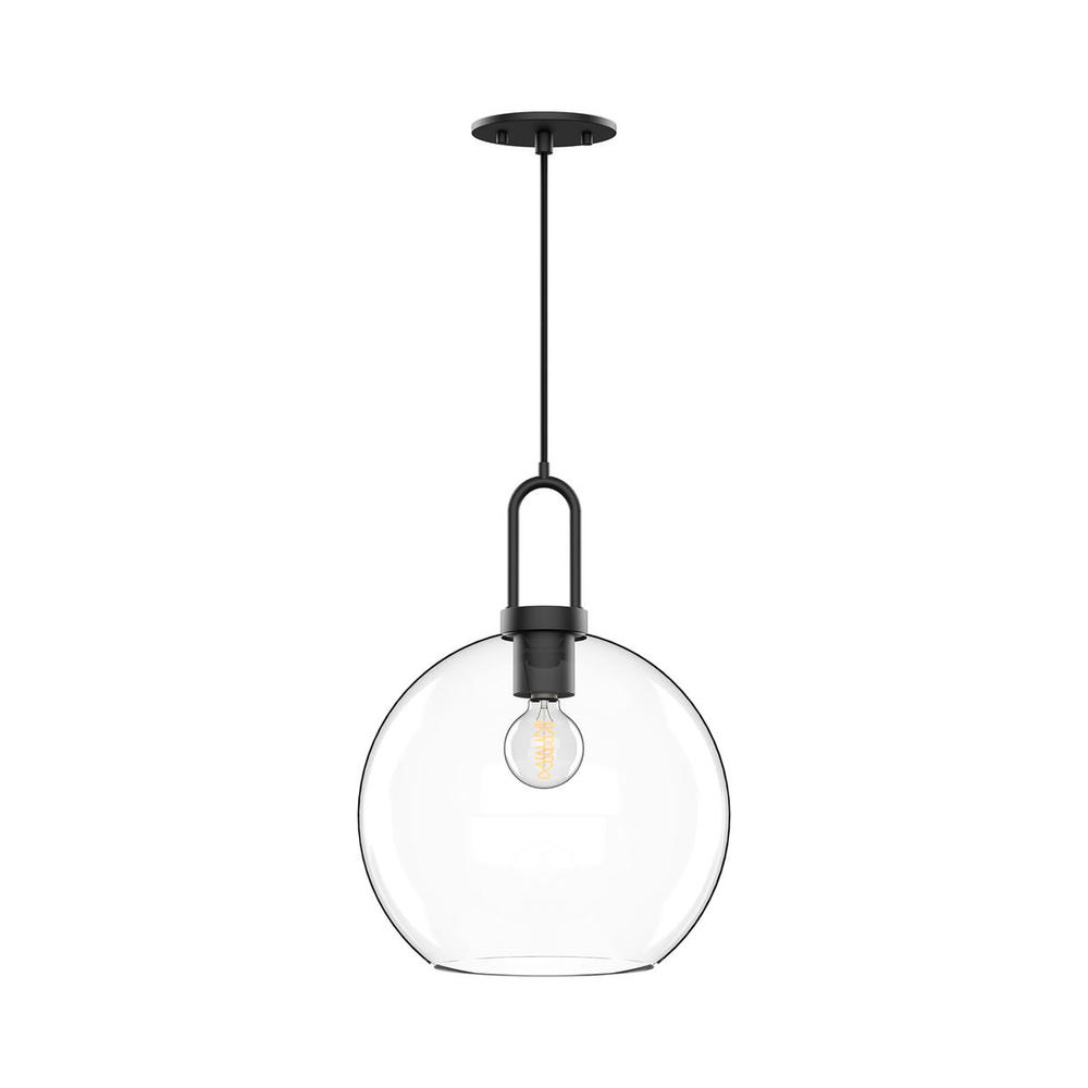 Soji 10-in Clear Glass/Matte Black 1 Light Pendant