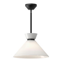 ALORA  PD470514MBGO - Halston 14-in Glossy Opal Glass/Matte Black 1 Light Pendant