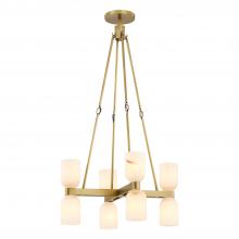 Alora Lighting CH338822VBAR - Lucian 22-in Vintage Brass/Alabaster 8 Lights Chandeliers