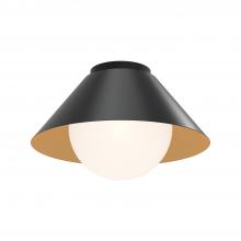 Alora Lighting FM485214MBOP - Remy 14-in Matte Black/Opal Glass 1 Light Flush Mount