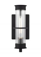 Generation - Designer 8526701EN7-12 - Alcona transitional 1-light LED outdoor exterior small wall lantern in black finish with clear flute